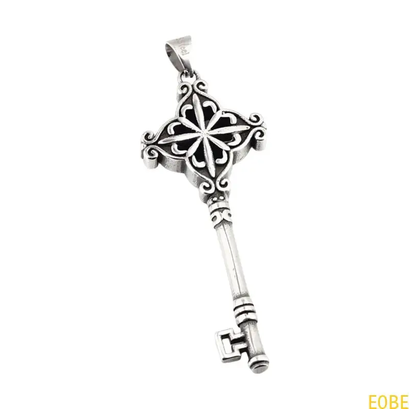 

E0BE Key Charm Jewelry Making Necklace Pendant Steel Texture Suitable for Jewelry and Handmade Accessories