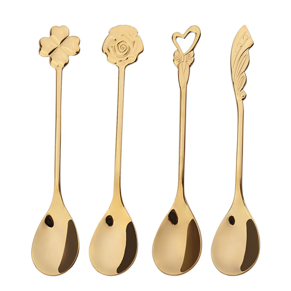 

4 Pcs Spoon Stainless Steel Long H Ice Cream Spoons Mixing for Dessert Ice Cream Kitchen Multi Function Practical