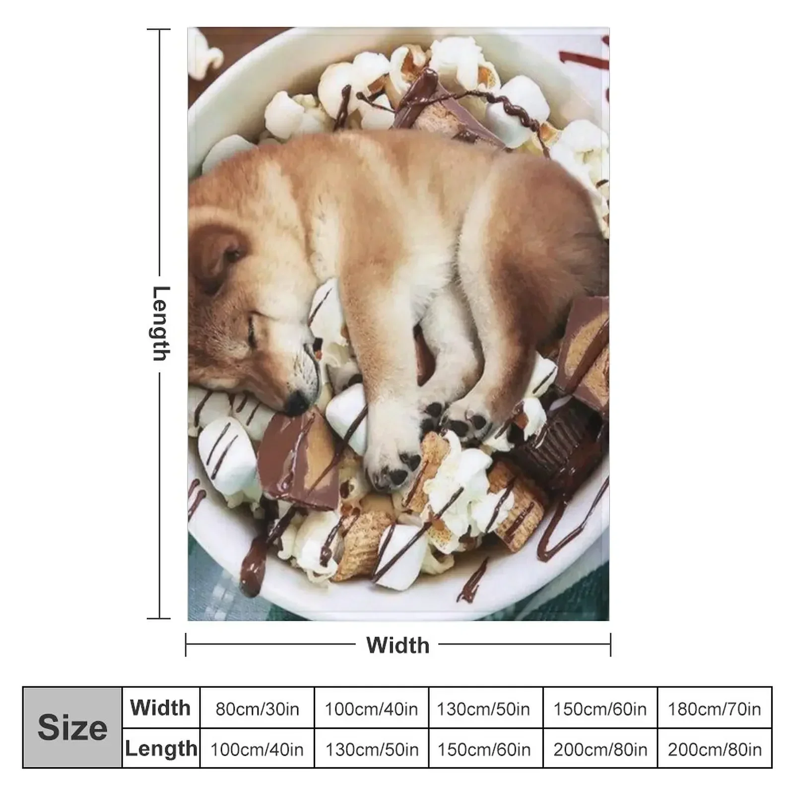 Shiba Inu Chocolate Marshmallow Bowl Throw Blanket Weighted heavy to sleep Blankets