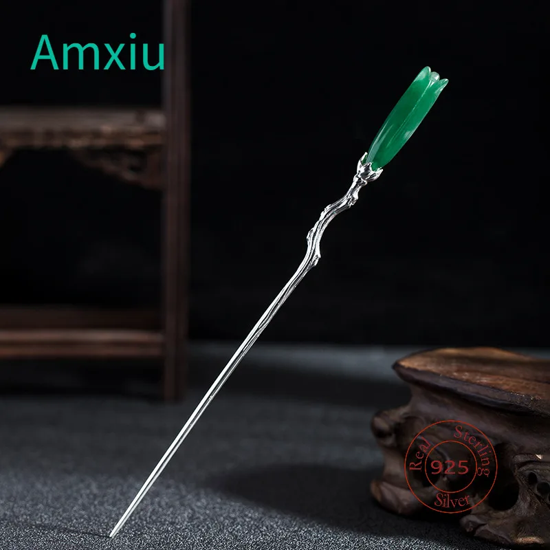 Amxiu silver creative design antique style hair accessories Dongling magnolia hairpin Hanfu headwear step shaking