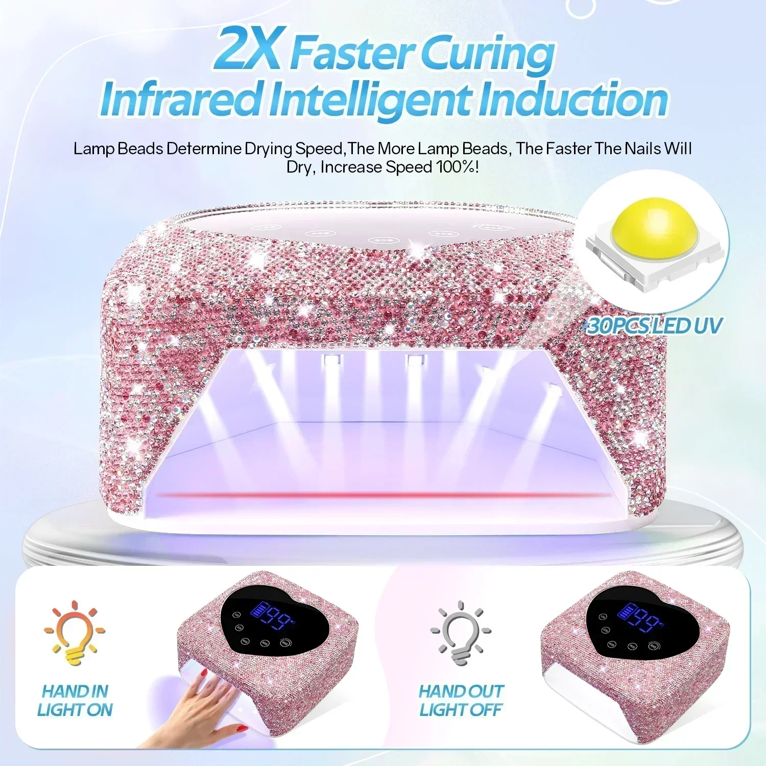 72 W draadloze UV-nagellamp oplaadbaar 30 LED's nageldroger UV-lichtcabine professionele nail art manicure gereedschap voor thuis en salon