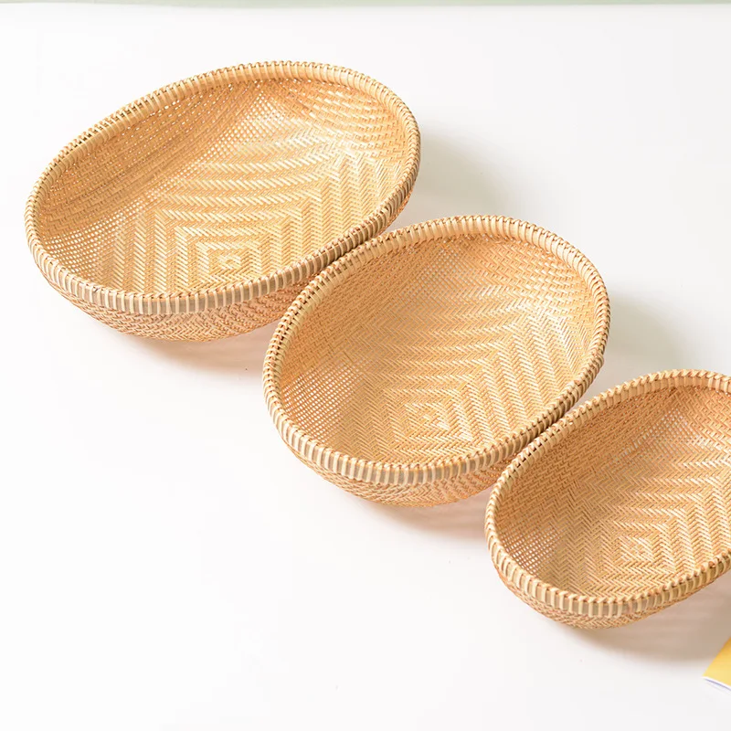 

Home Organizers Weaving Bamboo Basket Egg Fruit Vegetable Storage Basket Dustpan Bamboo Handmade Products Steamed Bread Basket