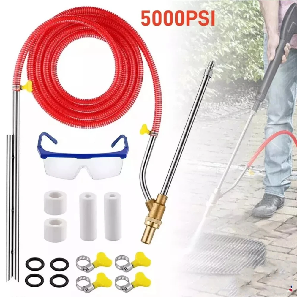 

5000PSI Pressure Washer Sandblasting Kit High Pressure Quick Disconnect Wet Abrasive Sand Blaster Attachment Derusting Garden