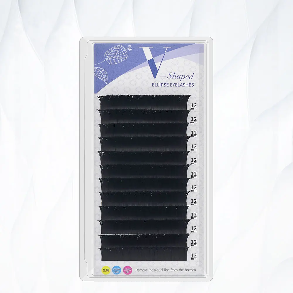 V Shape Ellipse Flat Split Tips Eyelash Extension Soft Easy Fan Eyelashes Volume Premium Natural Individual Lashes