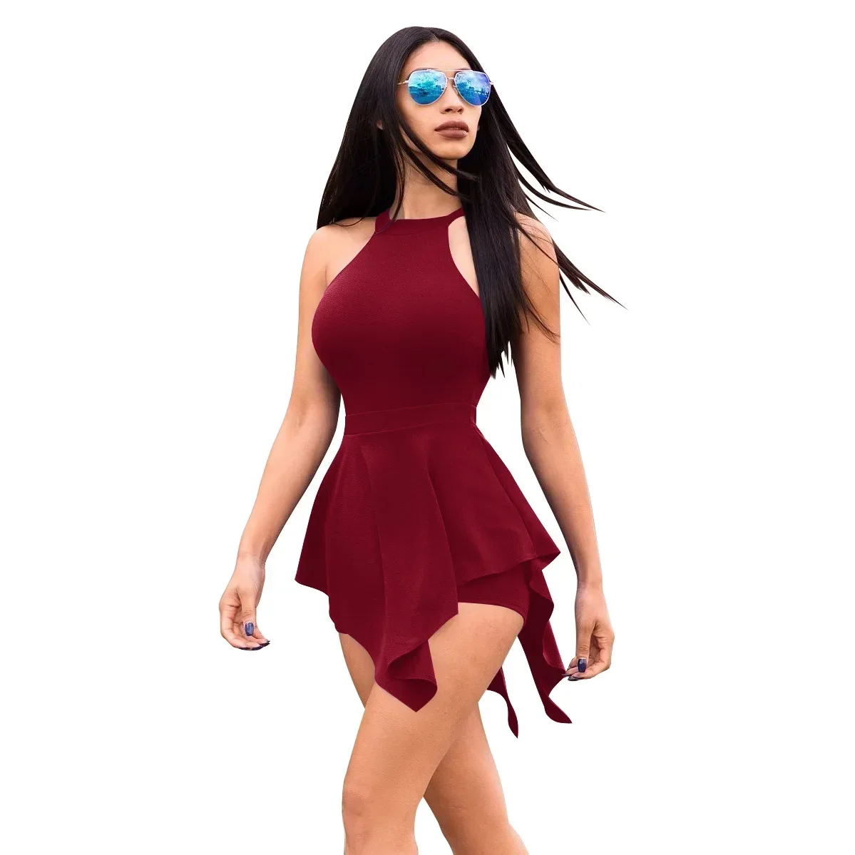 Summer Streetwear Playsuit Sexy Women Sleeveless Bodycon Hollow Out Club Romper Overalls