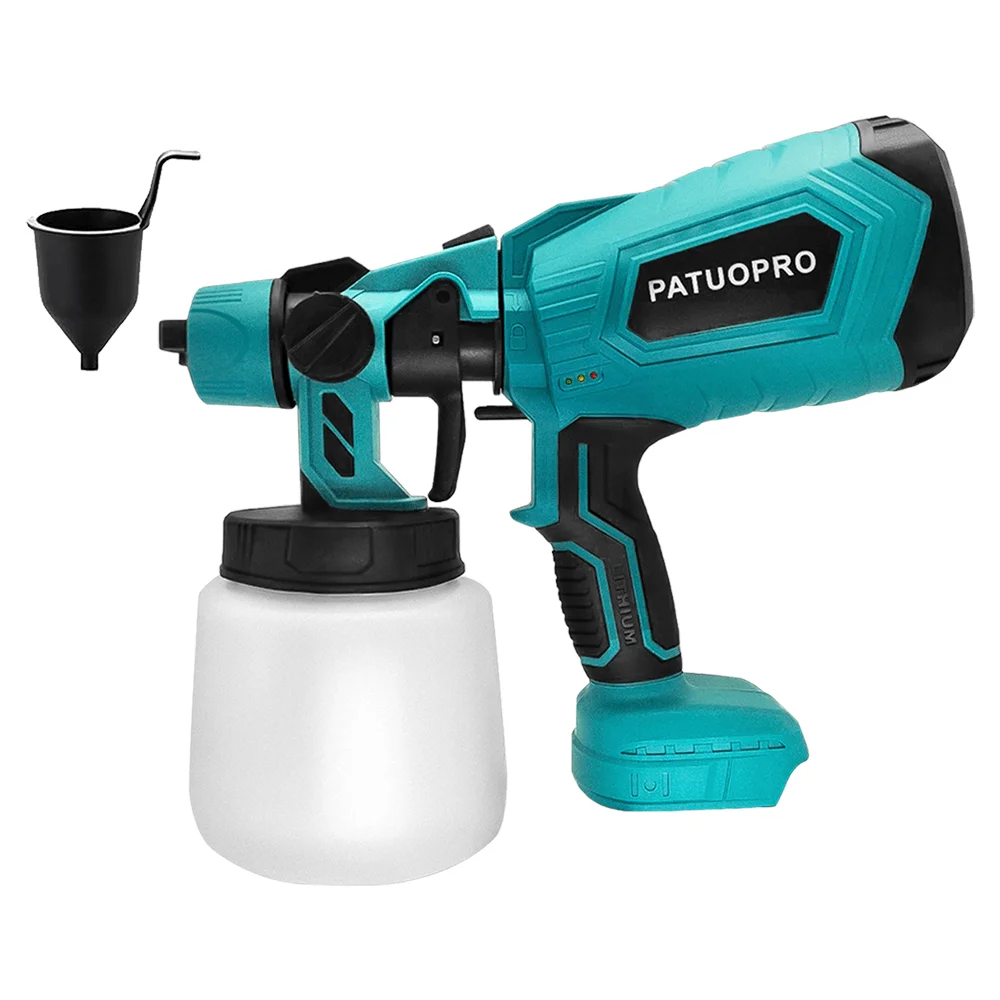 PATUOPRO 1000ML Electric Spray Gun Cordless Paint Sprayer Auto Furniture Coating Airbrush For Makita 18V Battery(No Battery))