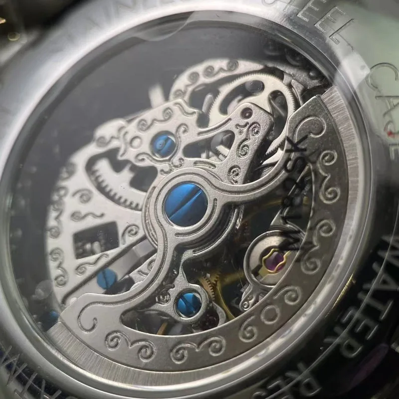 ساعات أوتوماتيكية ميكانيكية مجوفة للرجال ساعات الزوجين Xiangyun منحوتة كلاسيكية متخصصة أزياء فريدة من نوعها مقاومة للماء #2