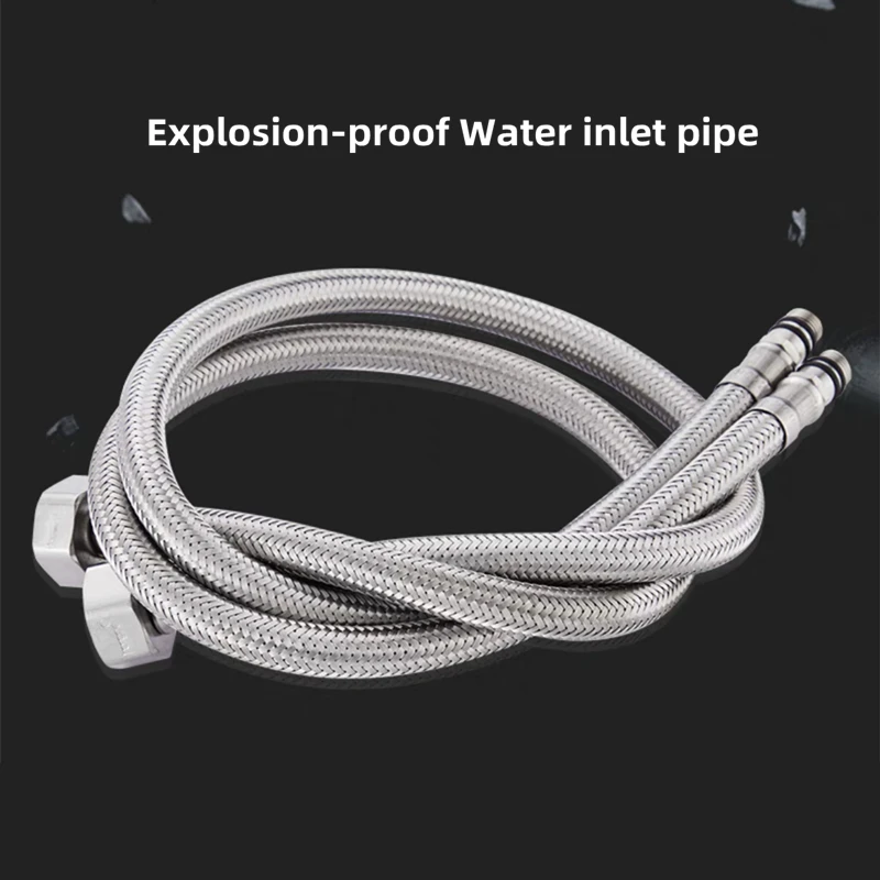Badezimmer-Schlauch Edelstahl Flexible Sanitärrohre Küche 2-teiliges Set Kalt-Warm-Wasserhahn Zulaufschlauch G 1/2, G 3/8, G 9/16 – Detail 2