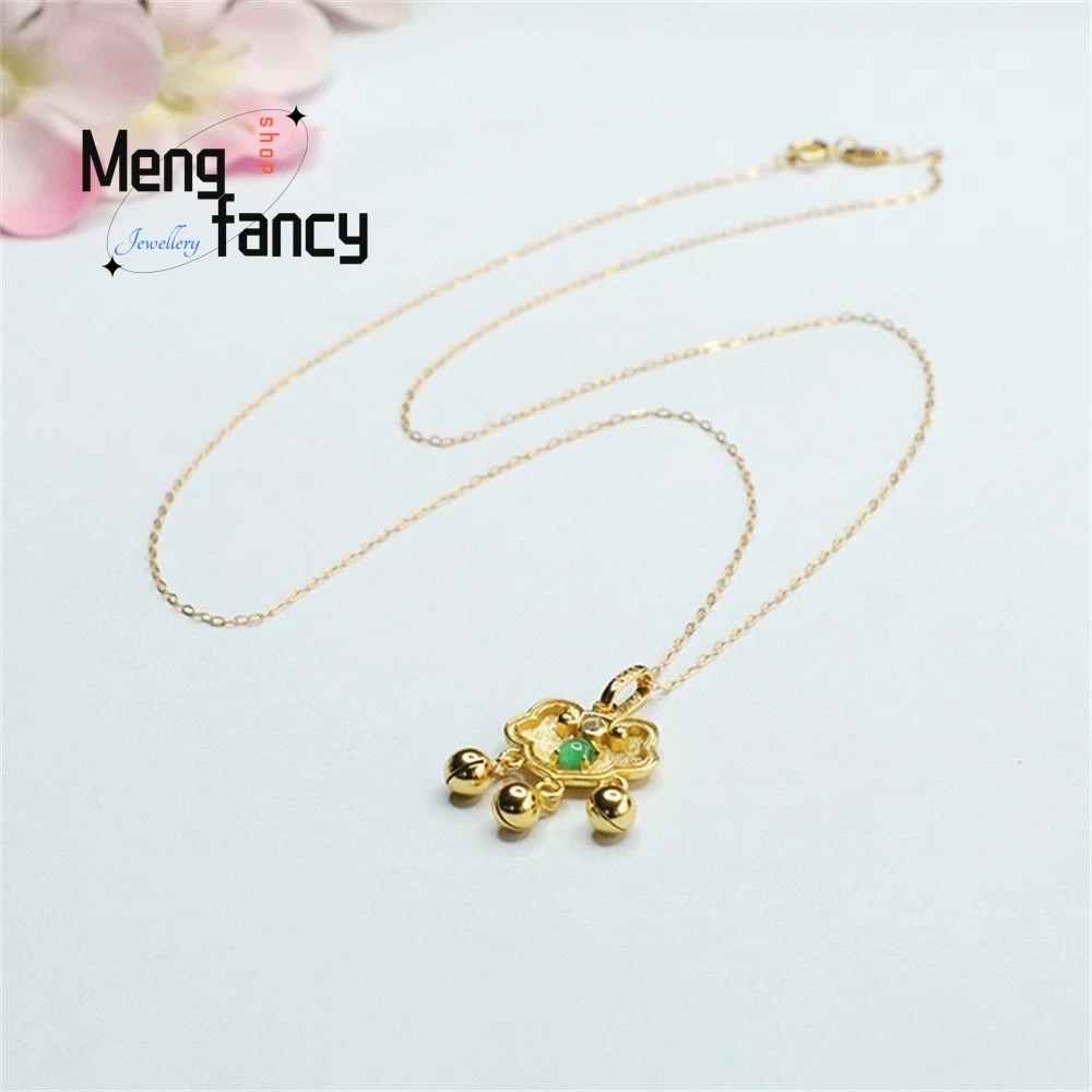 S925 Silver Inlaid Natural Jadeite Ice Type Imperial Green Ruyi Pendant Exquisite High-grade Sexy Young Girls Fashion Jewelry