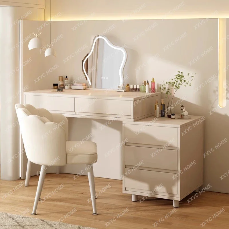 Lights Mirror White Dresser Bedroom Modern Minimalist Nordic Vanity Tables Makeup Storage Tavoli Da Trucco Home Furniture