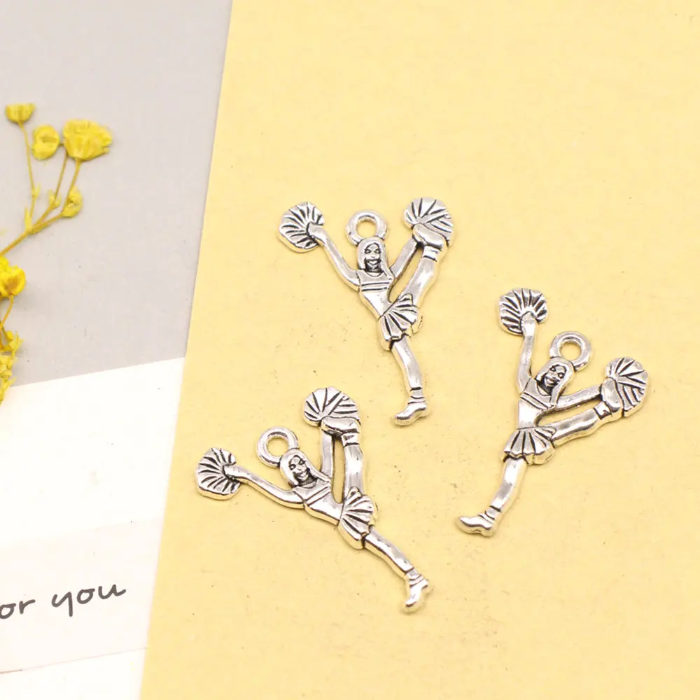 20pcs 18x26mm Dancers Charms Women Pendant Handmade Kids Trendy Jewerly Antique Silver Color