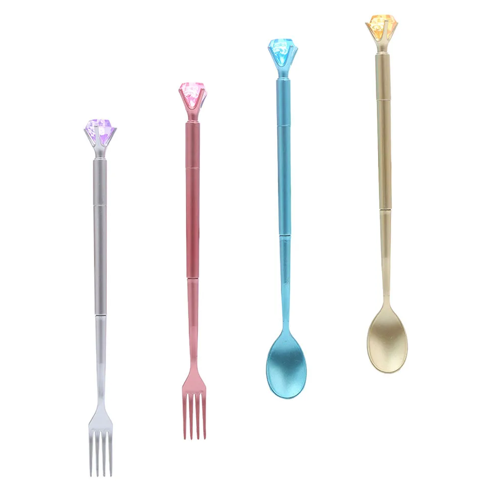 

4Pcs Creative Cartoon Cutlery Gel Pens Unique Spoon Fork Design Writing Tools for Students Smooth Flow Archival Quality Kids