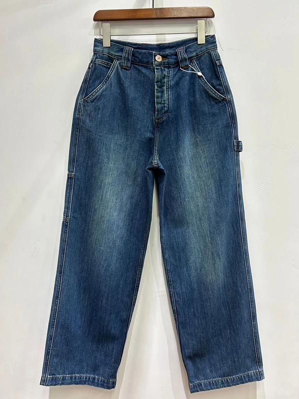 

Dave&Di High Street Свободные джинсы в стиле ретро с высокой талией и широкими штанинами, прямая рабочая одежда для бойфренда, джинсовые брюки-карго, женские джинсы