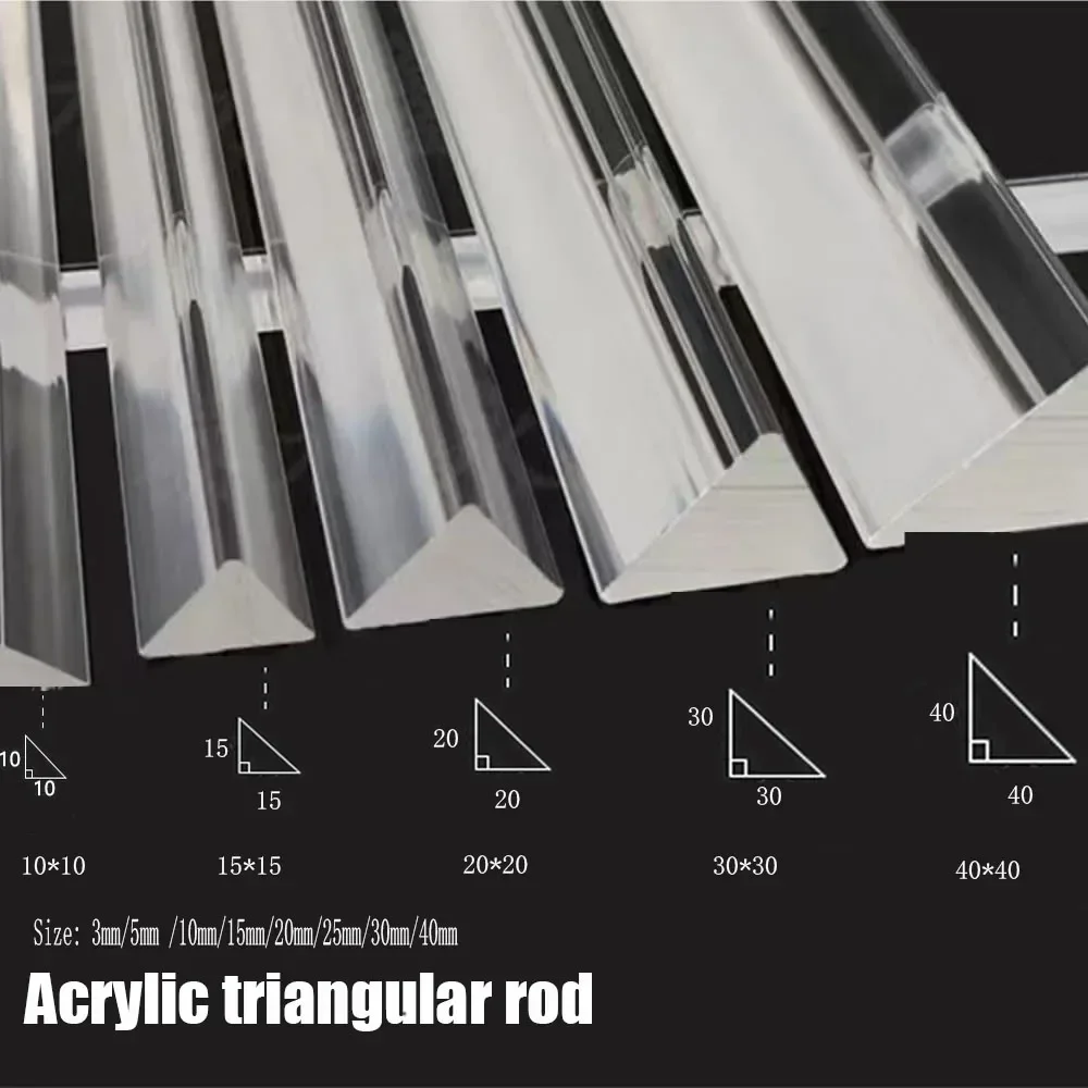 1-20Pcs Clear Acrylic Triangular Rods, PMMA Solids Bar for DIY Crafts, School Projects, Model Making & Decoration