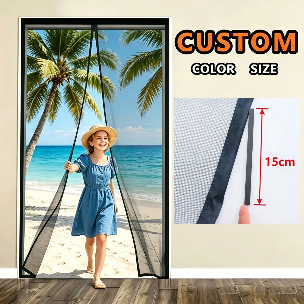 Strong Magnetic Mosquito Door Screen,Custom Size,Auto Closing Invisible Anti Insect Mesh Curtain Black White Gray for Outdoor