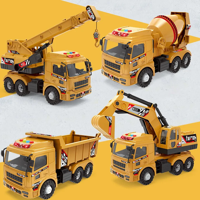 Children's large inertial engineering vehicle simulation excavator model transport vehicle dumper music toy boy gift