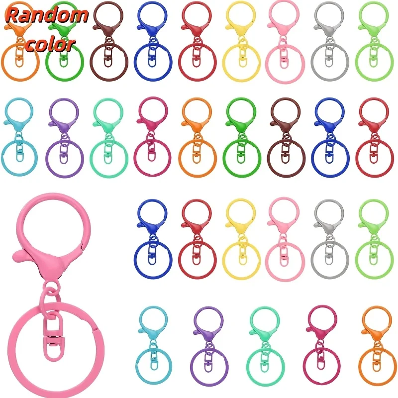 35pcs Multicolor Random Lobster Clasps Keychains Jewelry Making Parts Rotating Clamps Flat Separable Keychain Rings Craft