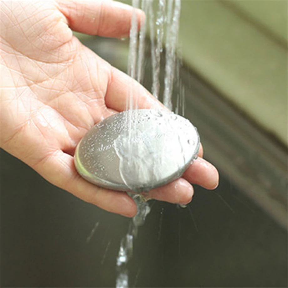 300pcs/Lot 304 Stainless Steel Soap Cleaning Odor Remover Large 85mm Oval Garlic/Fish Smell Eliminating With PP Tray