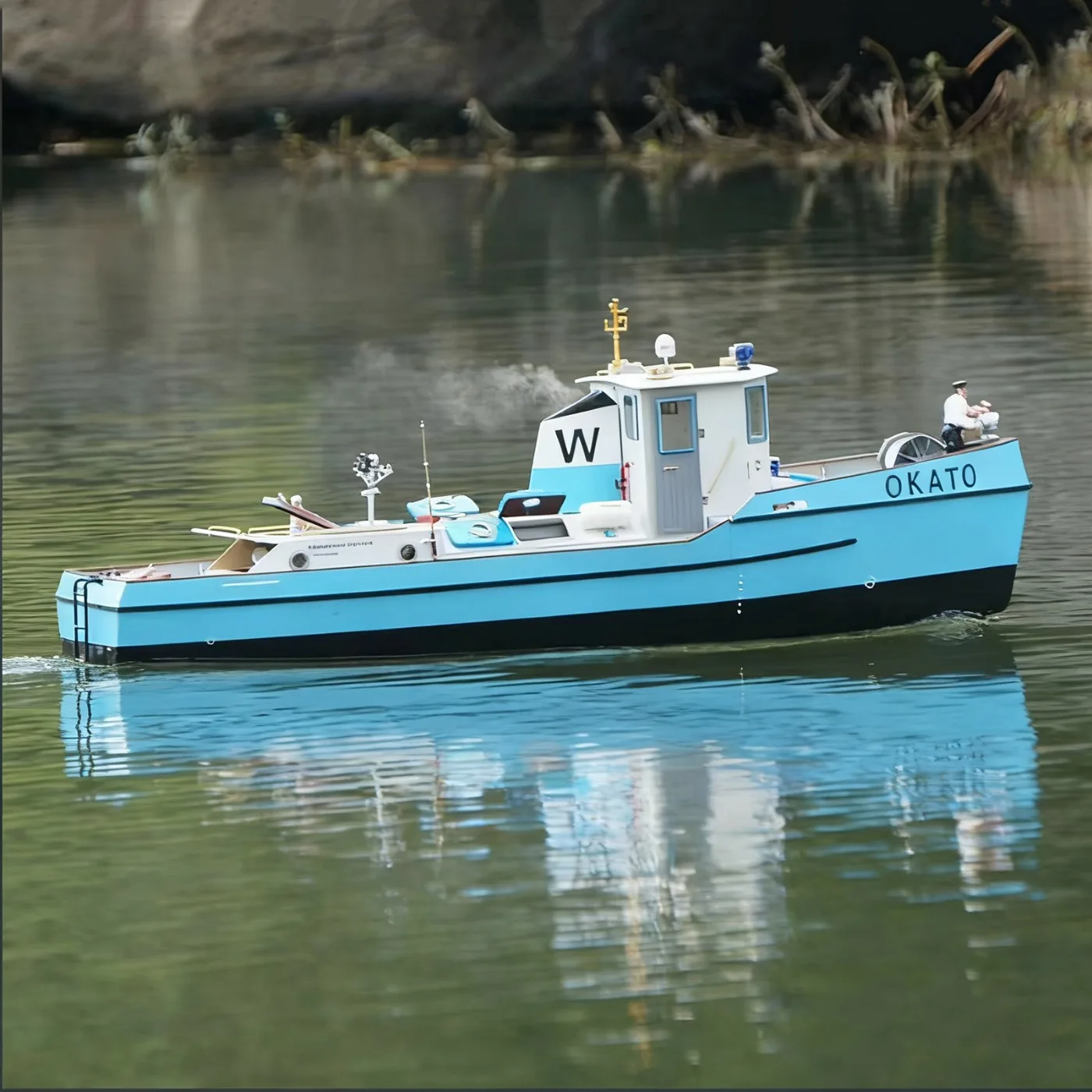 RC Ships 86cm Inland Waterway Remote Control TugBoat Handmade Wooden RC Schiffe Model Kit Ship Toy
