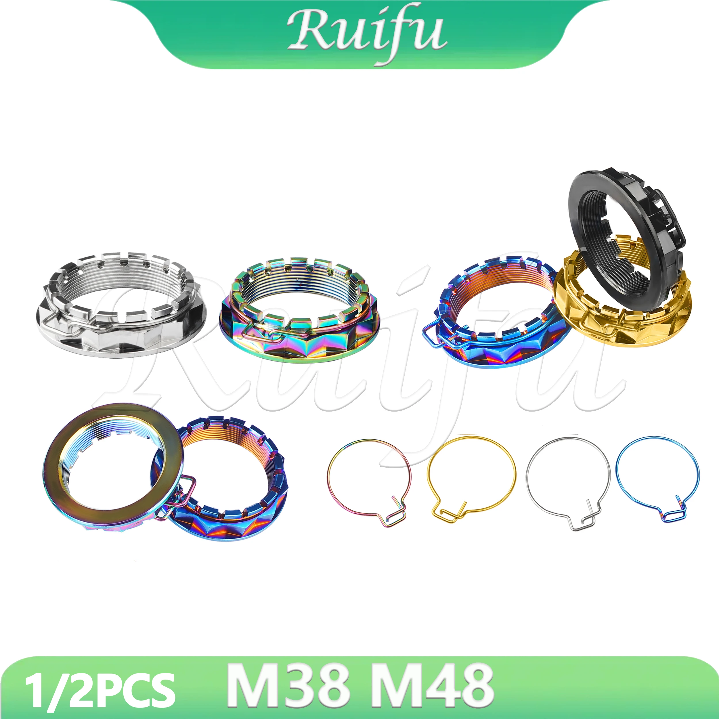 Ruifu Titanium Bolt Nut1/ 2PCS  M38 /M48 Rear Wheel Axle Nuts Motorcycle for Ducati