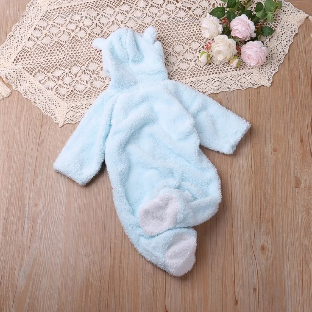 لطيف دافئ الطفل حللا مقنعين 3-6 أشهر ثوب فضفاض للأطفال الرضع طويلة الأكمام الوليد نيسيي الوليد