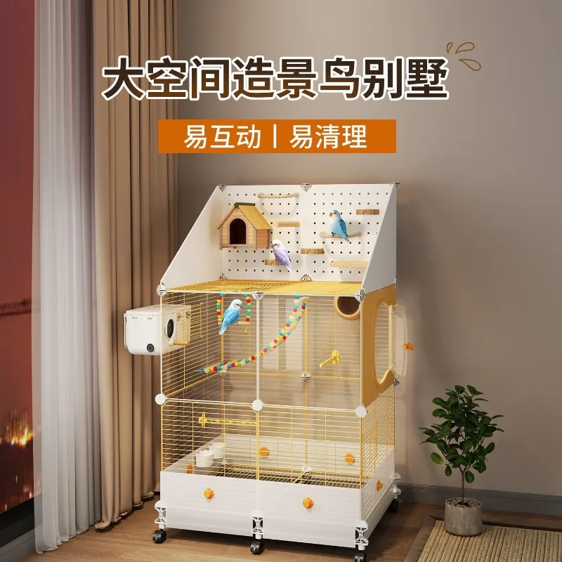 Large Anti‑Splatter Parrot Villa Cage for Cockatiel Budgie Sun Conure Peony Parrot Household Bird Breeding Use