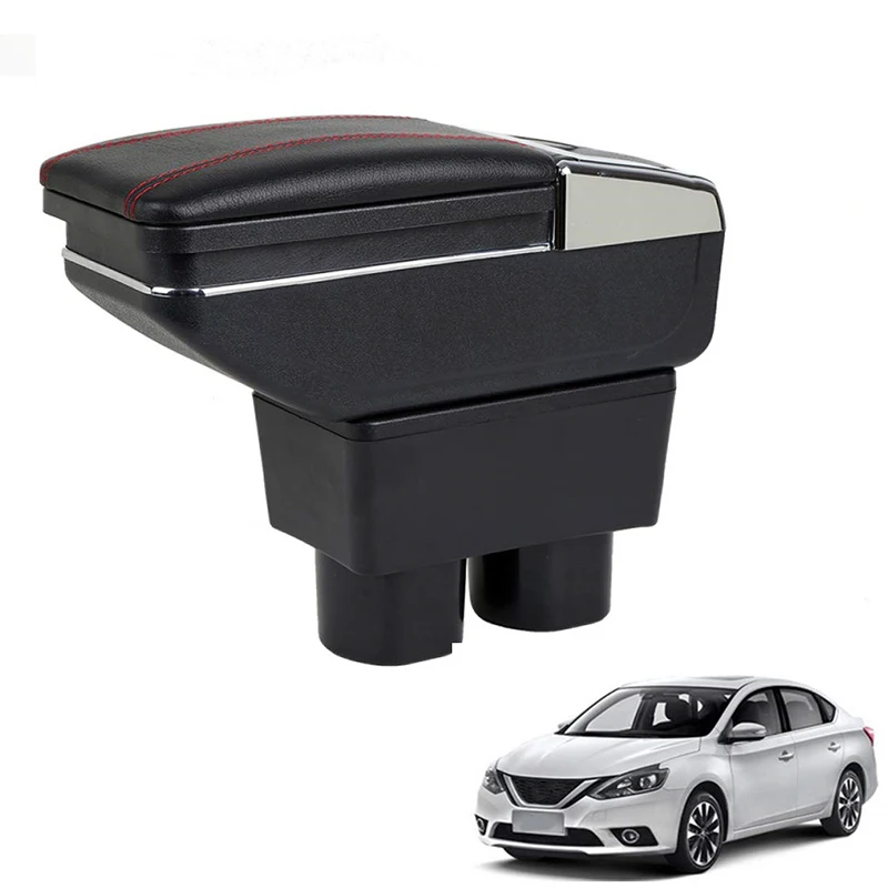 

Поворотный подлокотник из черной кожи с отсеком для хранения для центральной консоли Nissan Versa Tiida 2005-2011