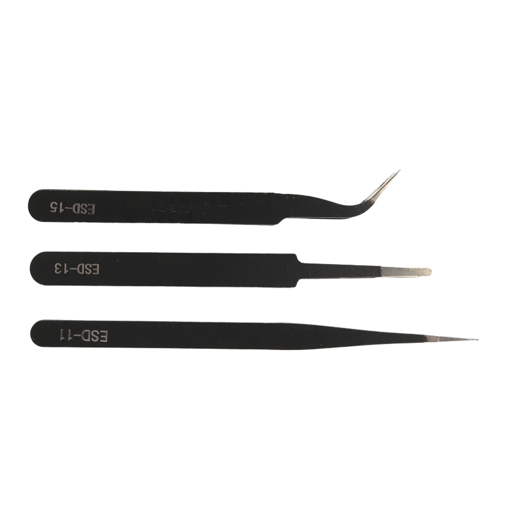 B62B Precision Tweezers Set 3Pcs Anti-Static Stainless Steel for Electronics Repair Model Building Soldering