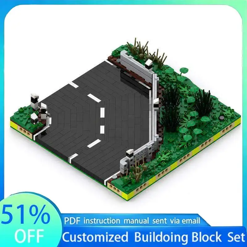 512PCS Country Road Curve 20 Studs Wide MOC Model Building Blocks Modular Street Scene DIY Assembly Toy Education Display Gift