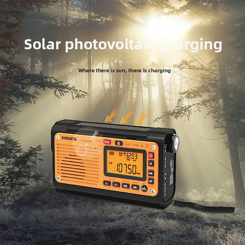 D608WB Hand Crank Power Generation Outdoor Combat Readiness Emergency Multi-Function Radio Solar Flashlight