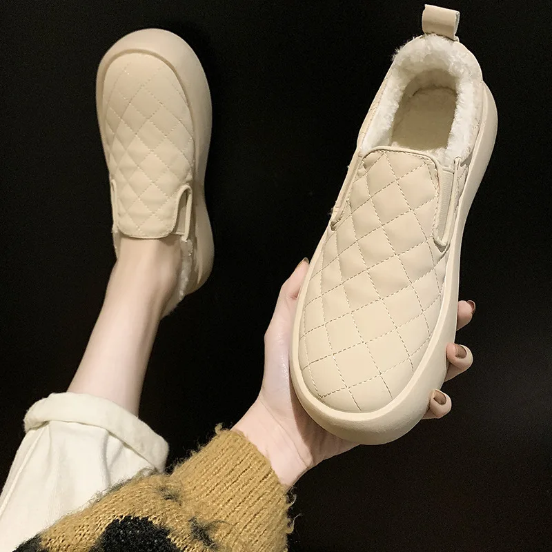 

New Women Fuzzy Women Shoes Indoor Warm Fluffy Cotton Women Shoes Winter Antiskid Outdoor Boots With Rubber Sole Shoes