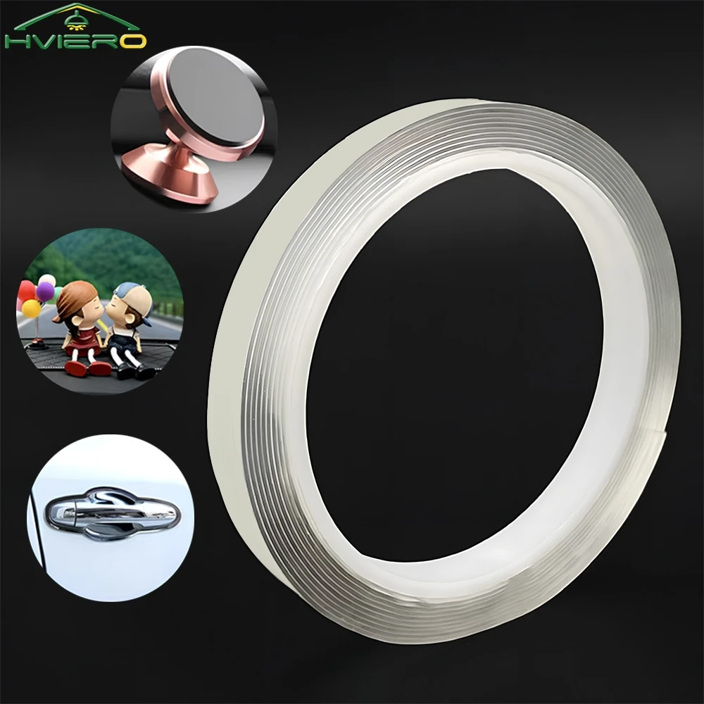 1Pcs New Nano Tracsless Double Sided Tape Transparent Reusable Lasting Waterproof Resistant Heat Adhesive Cleanable Car Special