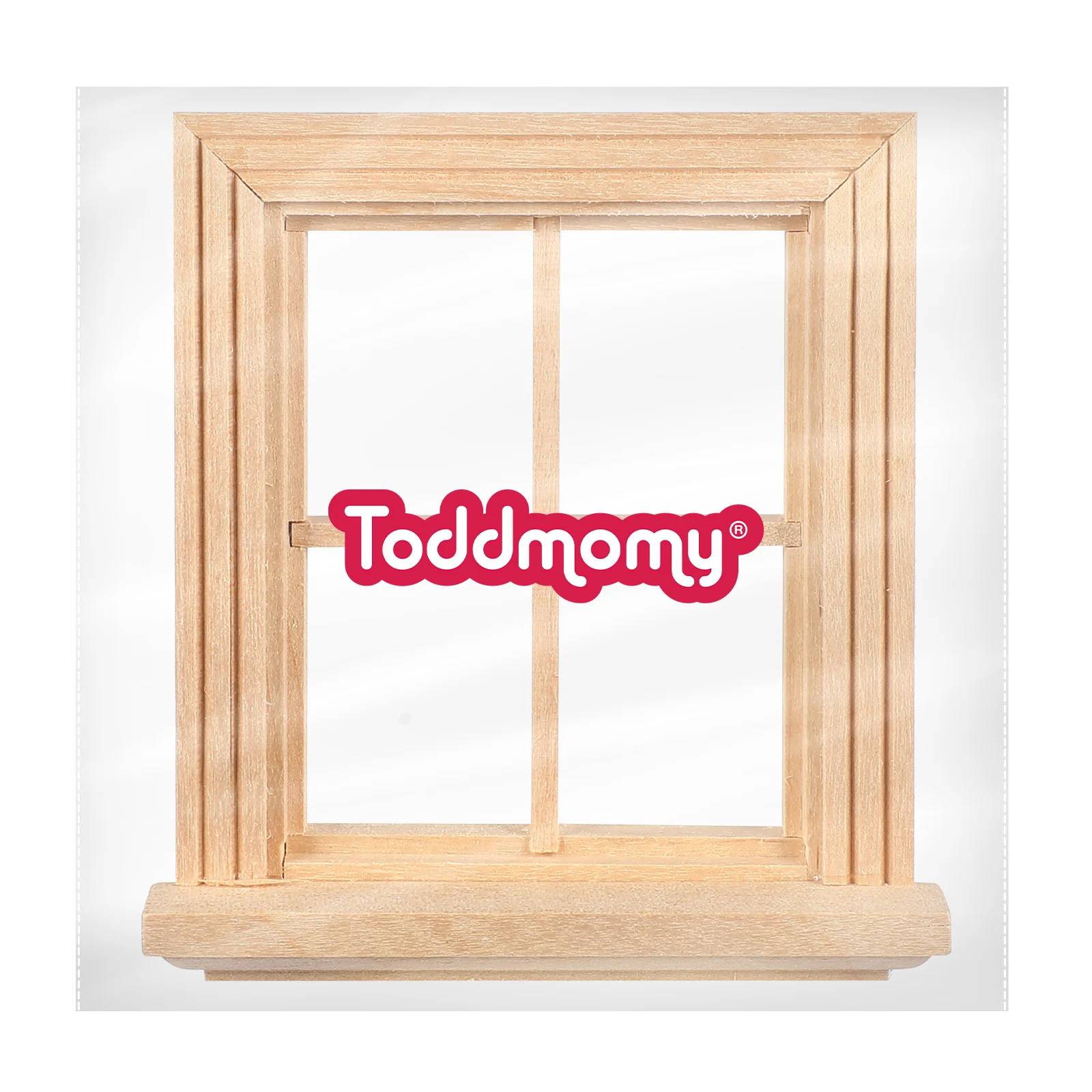 Ventana lisa de cuatro paneles, marcos de muebles en miniatura, adorno para casa, habitación de juguetes, ventanas de cuatro rejillas, modelo de madera pequeño