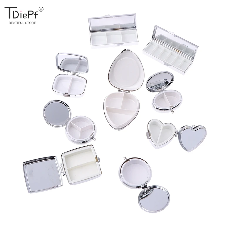 1PCS New Metal Pill Case Medicine Organizer Container Medicine Case Pill Candy Box Round Rectangular Tablet Pill Box Container