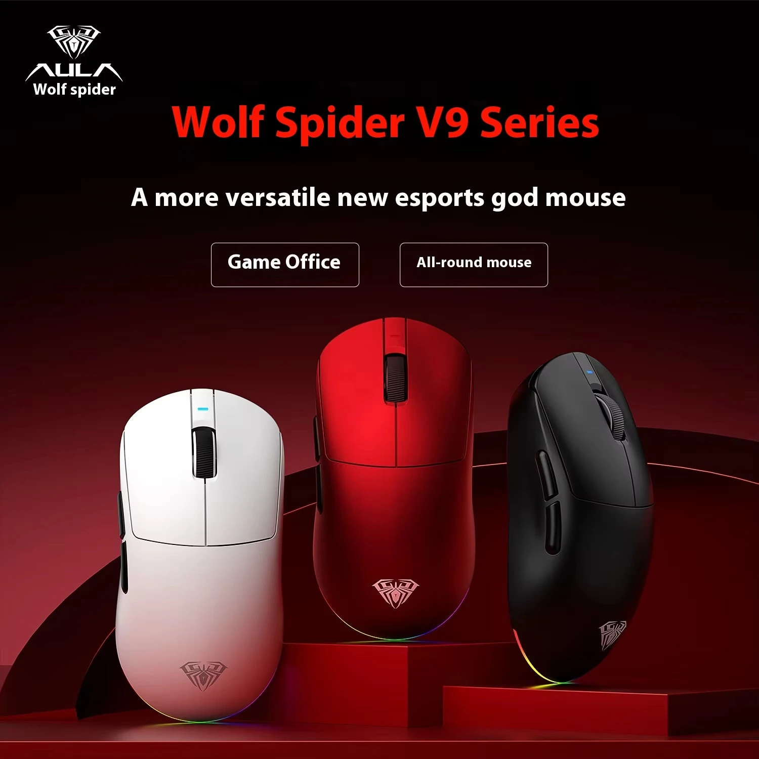 

AULA V9 Ultra Wireless Mouse Tri Mode Wireless 8K Paw3950 Киберспортивная игровая легкая мышь с низкой задержкой на заказ для аксессуаров для ПК