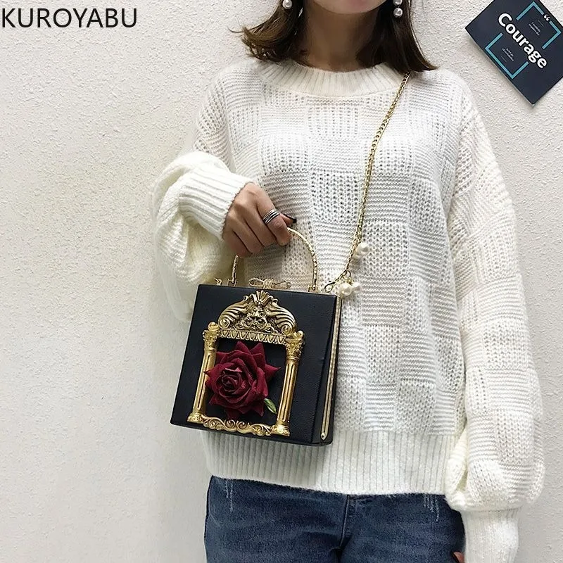 Women Temperament Crossbody Bag New Fashion Pearl Chain One Shoulder Handbag Vintage Korean Small Square Bag Bolso Mujer 2023