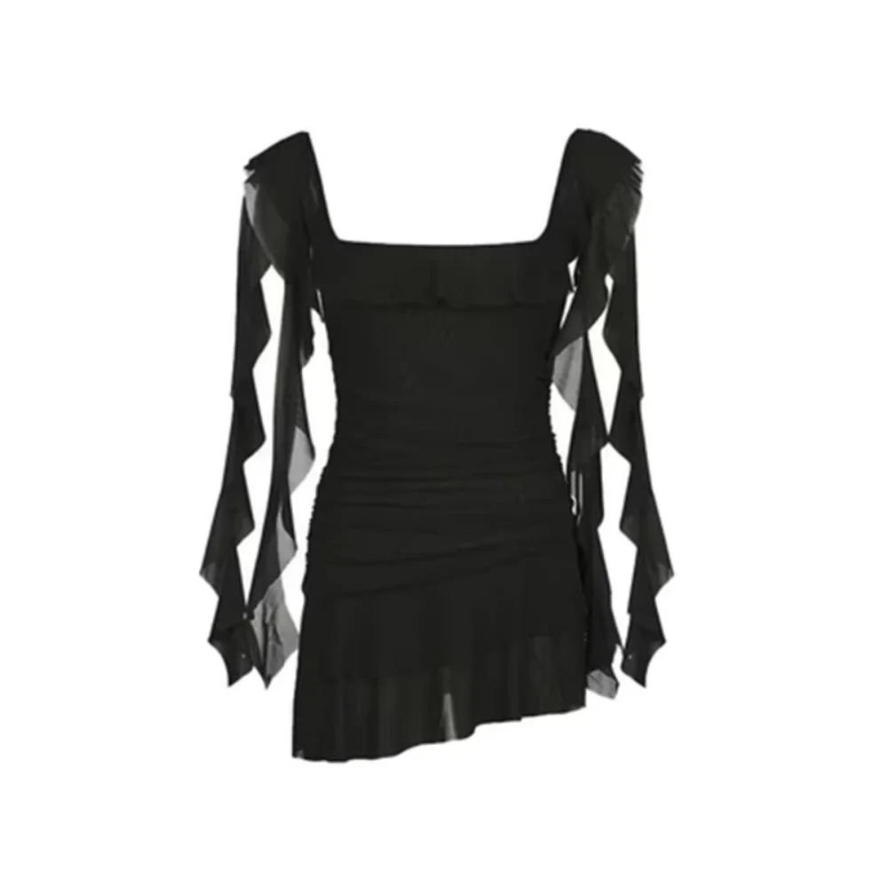 

Square Collar Ruffle Edge Dress Slim Fit Temperament Women Short Skirt Spicy Girl Streetwear Halter Camisole Dress Travel