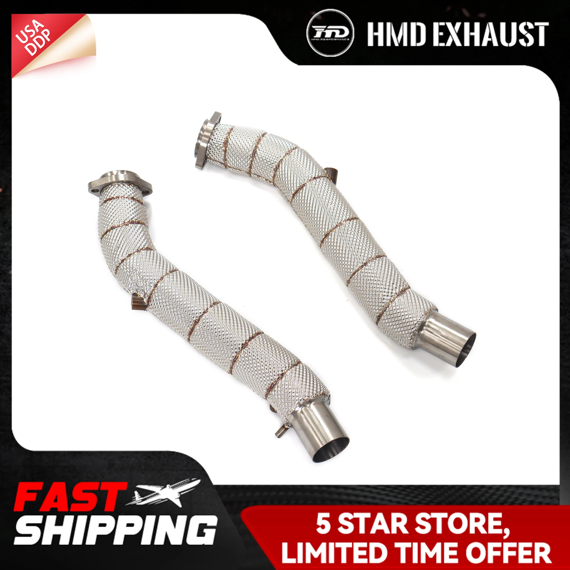 

HMD Exhaust system for Ferrari F360 3.6L SUS304 Downpipe DIY modification Lossless installation with Catalytic Converter for car