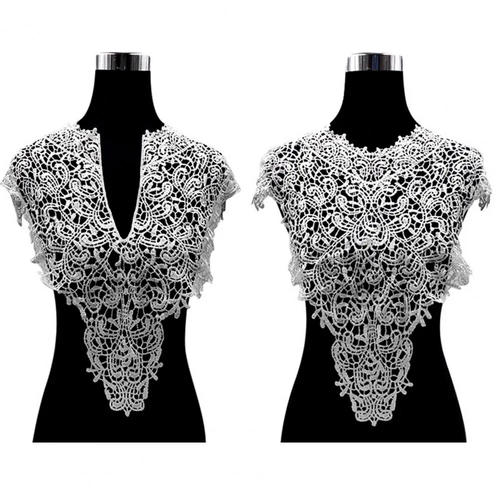 Lace Fake Collar Embroidered Corsage Big Flowers Lace Applique Detachable Front / Back Collar Lace Neck Collar for Sewing Shop