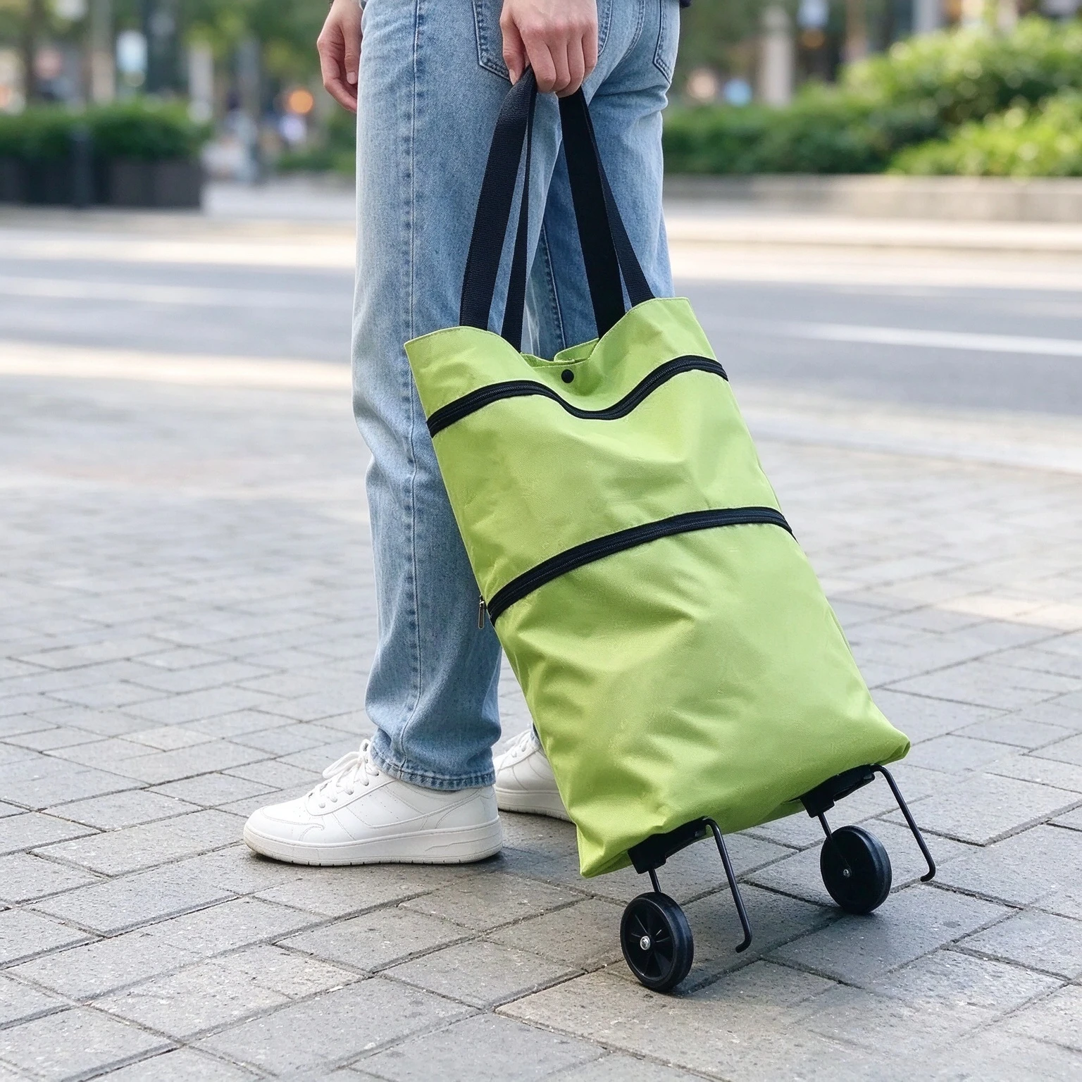 Folding Shopping Cart With Wheels Backpack Trolley Collapsible Hand Truck For Grocery Travel Luggage