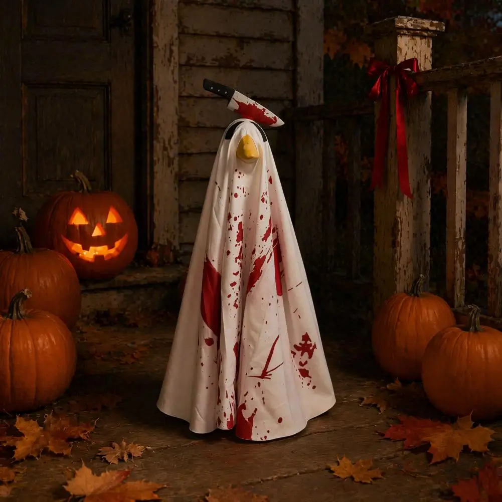 Seasonal Goose Clothing Halloween Garden Decor Halloween Porch Goose Costume Ghost Outfit for 23 Lawn Goose Statue Spooky Garden