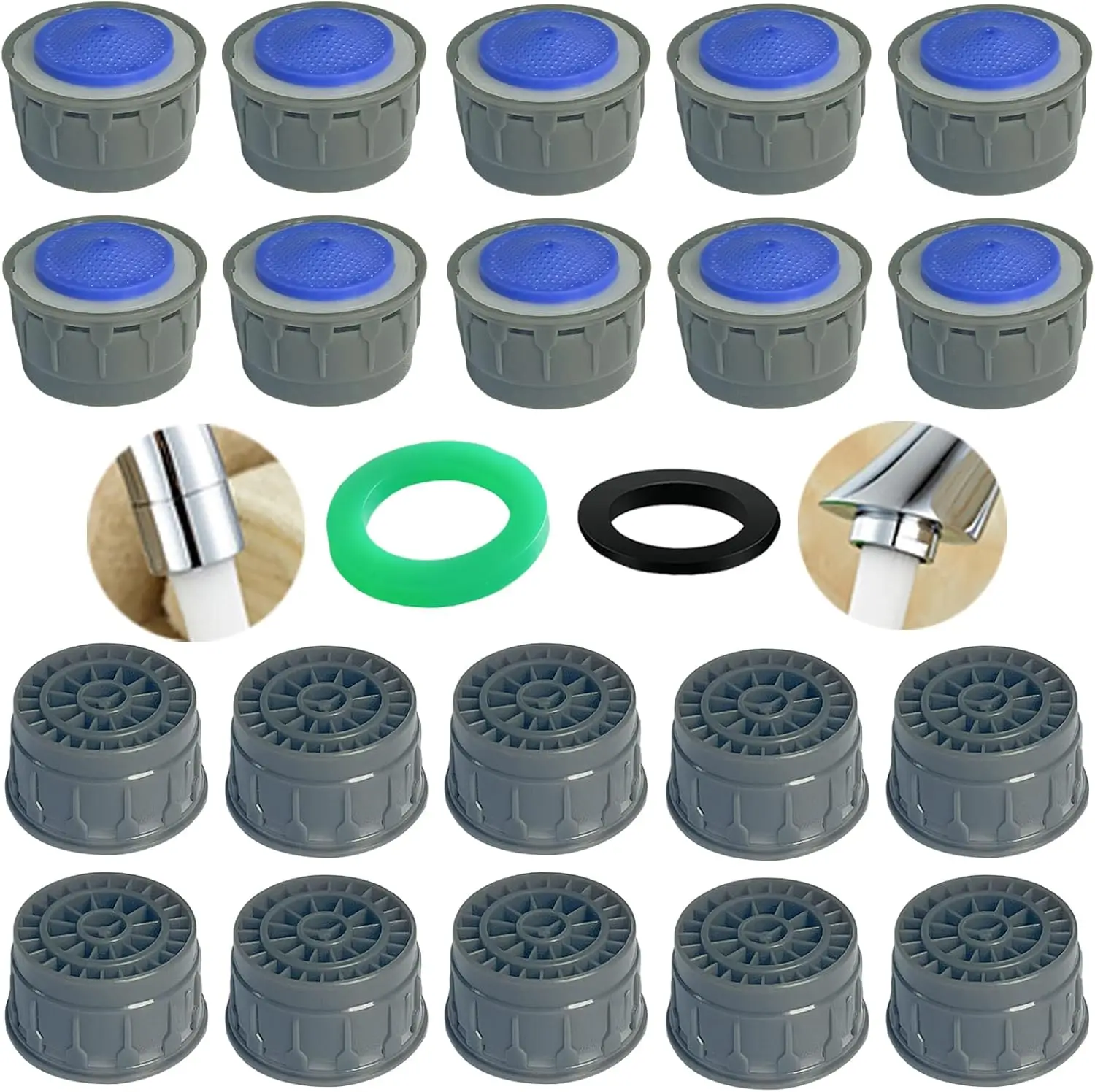 

Faucet Aerator, 2.2GPM Flow Restrictor Plug-In Replacement Parts for Bathroom or Kitchen (20 Pcs)