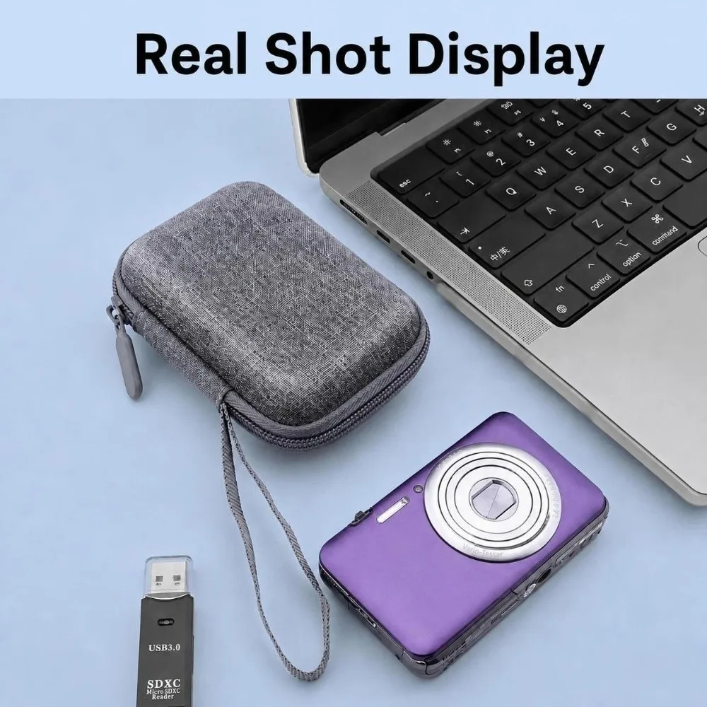 with Mesh Pocket Digital Camera Case Protective Padded Mini Compact Camera Holder Durable Data Cable Bag