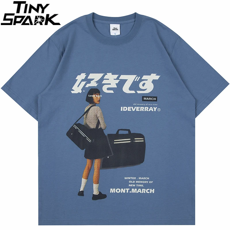 Hip Hop Streetwear Harajuku T Shirt Girl Japanese Kanji Print Tshirt 2024 Men Summer Short Sleeve T-Shirt Cotton Loose Tops Tees