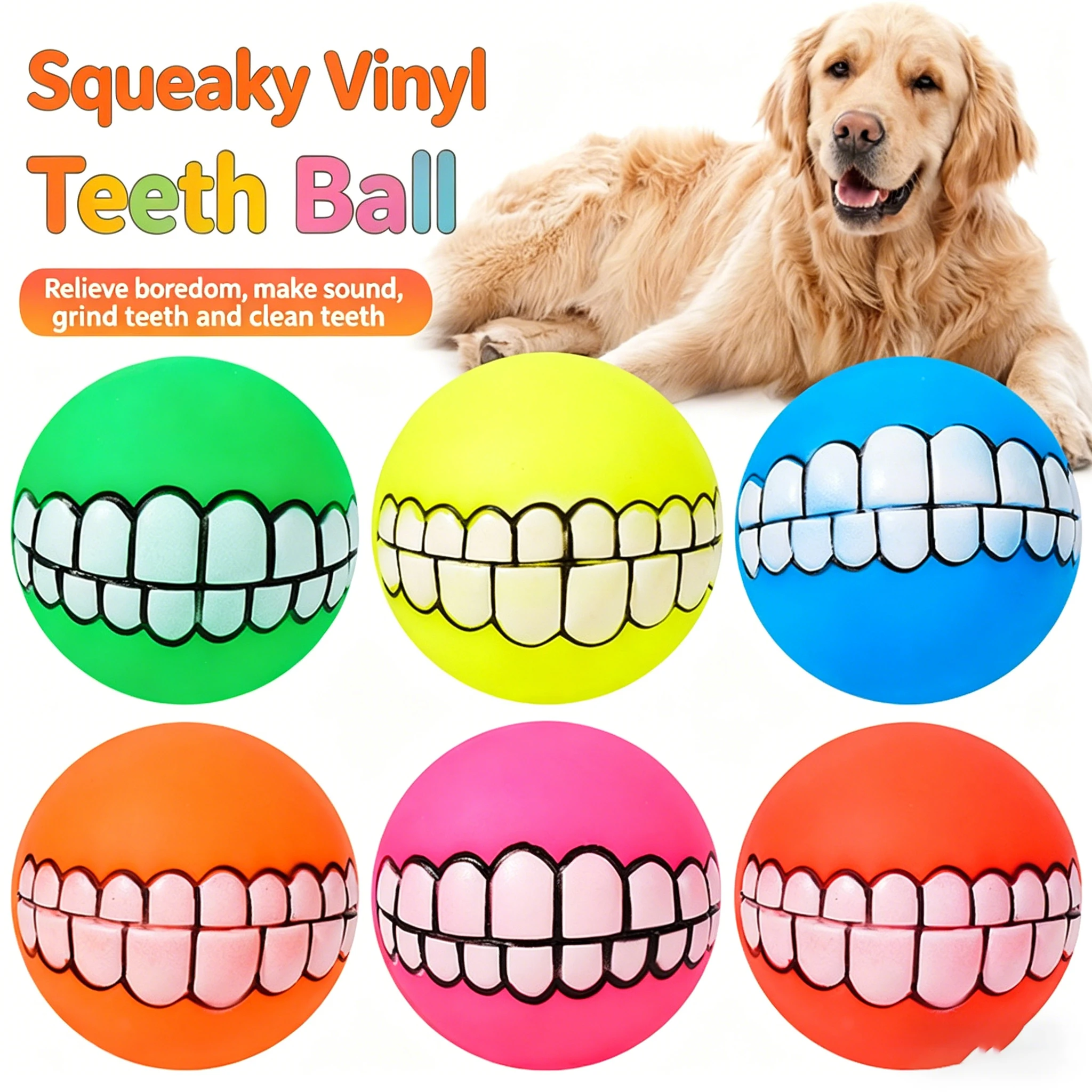 1 Stück Quietschender Vinyl-Zahnball Hundespielzeug Lustiges Interaktives Kauspielzeug für Hunde zur Zahnreinigung und Langeweile-Bekämpfung Haustier-Spielzeug