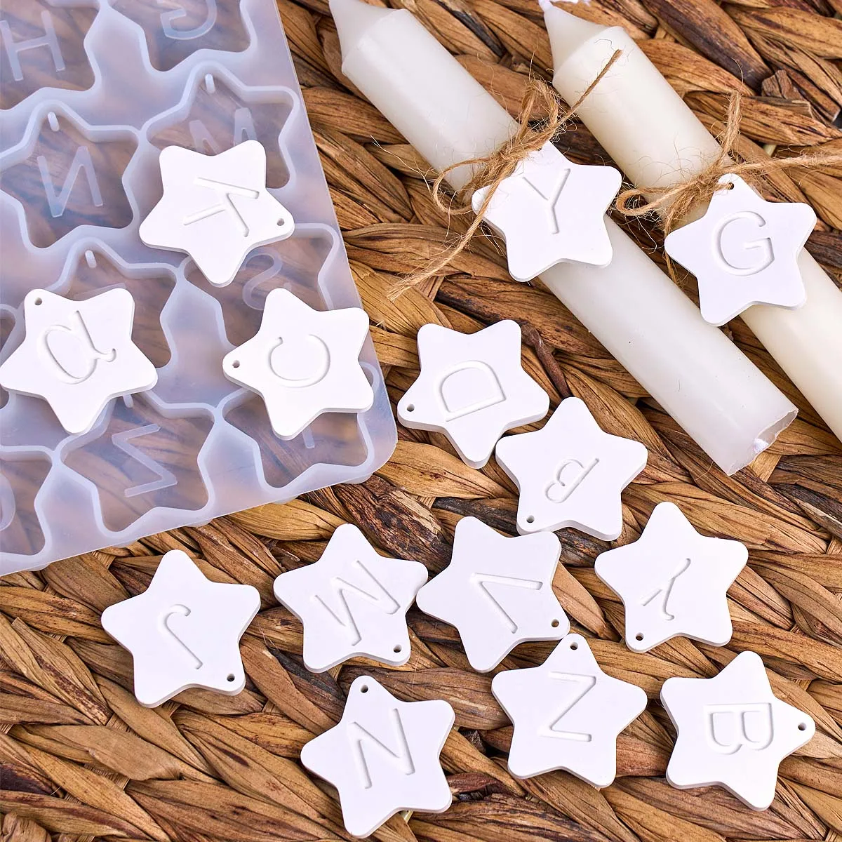 Star Letter Earrings Pendant Silicone Mold DIY Necklace Keychain Jewelry Casting Molds Plaster Resin Craft Making Gift Box Decor