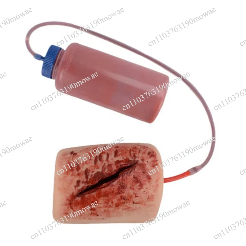 Perforated wound trainer for packaging laceration emulator model