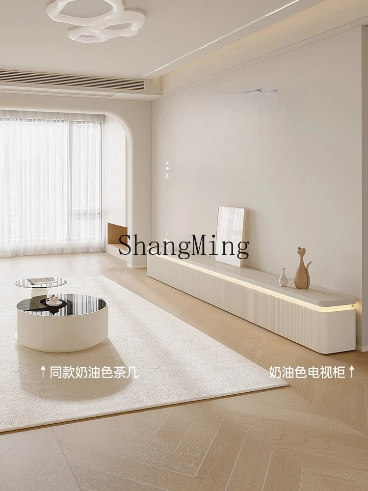 

CL TV cabinet floor-to-ceiling living room household cream wind advanced floor cabinet coffee table combination