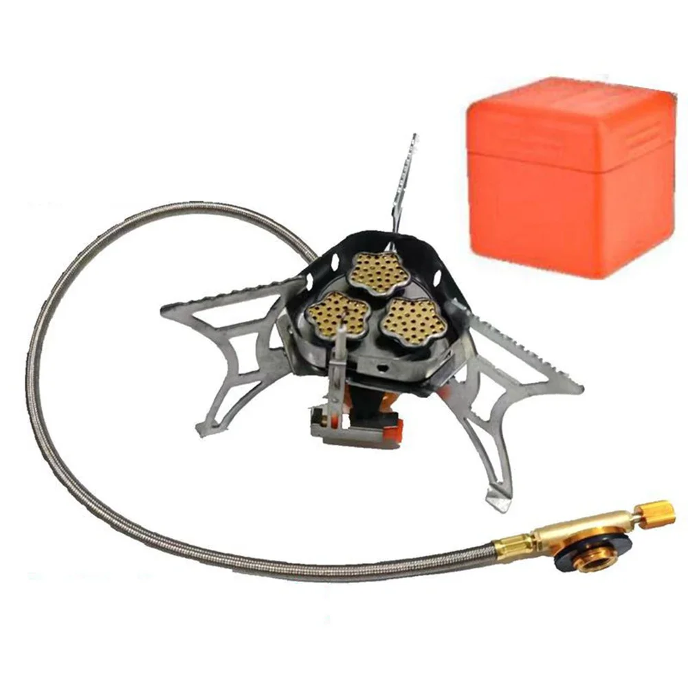 5800W Gas Stove 3 Heads Gas Stove Camping Trips Enduring Enhanced Stability Portable Powerful Ultra-lightweight