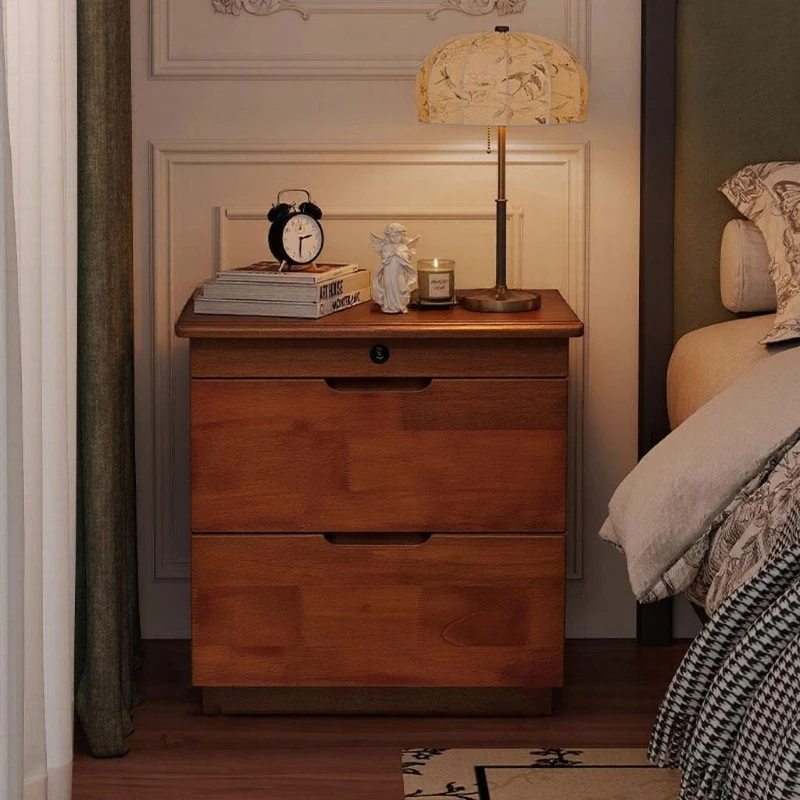 Hidden household bedside table Solid wood bedroom Safe box Small storage cabinet Bedside cabinet Locker